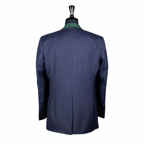 Mens Blazer Blue Green Striped Wool Formal Suit Jacket Wedding Sport Coat 40R - Picture 2 of 6